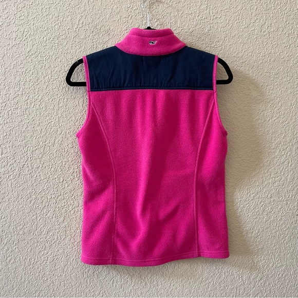 VINEYARD VINES FLEECE ZIP UP VEST PINK NAVY BLUE - Picture 3 of 12